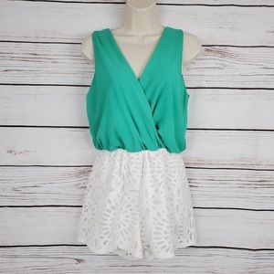 Style Rack | Sleeveless Faux Wrap Lace Romper